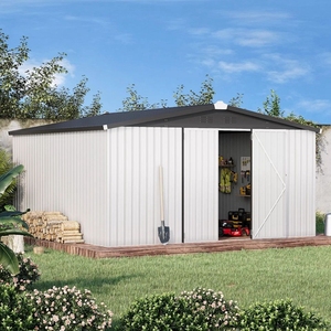 Outdoor Metal Garden Shed Waterproof Steel Frame Easy Assembly Nature Type <strong>Storage</strong> <strong>Unit</strong> Para <strong>Backyard</strong> Tool Room Pressure Treated - Product Image 1