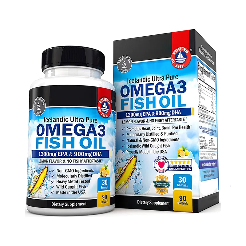 Olio di pesce OEM Omega 3 EPA & DHA supporto immunitario e cardiaco pillole di acidi grassi promuove gli occhi articolari salute del cervello e della pelle