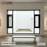 JOUGE Fenêtre en aluminium à ouverture extérieure avec moustiquaire intégrée en treillis d'acier 304, Série 120, Épaisseur de paroi 1,8 mm, Bande PA66 de 44 mm pour projets