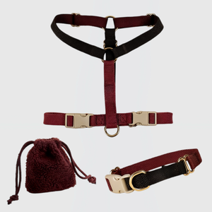 Ensemble de harnais pour chien en coton de luxe réglable en forme de Y, couleur personnalisée, avec sac en polaire Sherpa, collier et laisse de luxe pour chien - Product Image 1