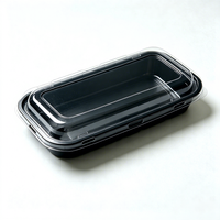 Multi-compartiment voedselveilige PET blisterverpakking met zwarte bodem en transparant deksel voor gesneden fruit, gebak, snoep en bakkerijproducten