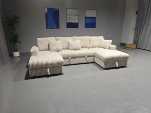 Sofá <span class=keywords><strong>Cama</strong></span> Pinzhi Home Personalizado en Corduroy <span class=keywords><strong>Blanco</strong></span> Cálido y Delicado, Sofá <span class=keywords><strong>Cama</strong></span> Moderno y Elegante para Sala de Estar y Dormitorio - Product Image 2