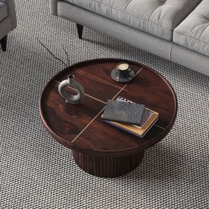 Table console ronde en bois massif de haute qualité, finition noyer, écologique, mobilier haut de gamme pour salon, bureau à domicile, hôtel - Product Image 3