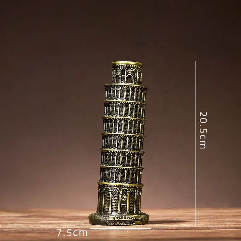 Mini Big ben orologio torre figura pressofusione impero stato lega di zinco scultura in metallo su misura torre Pisa 3D ornamenti in metallo