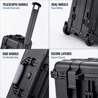 Valise robuste portable antichoc ODM OEM avec roulettes 559*351*229mm, boîte à outils de transport en plastique PP
