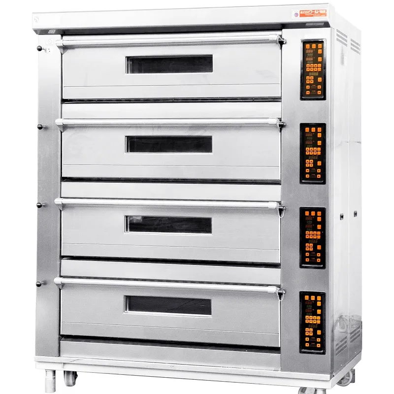 Commercial bakery gas deck oven 3 decks 12 trays 400*600 mm stainless steel surface