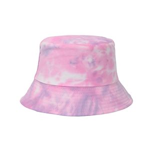 Pink <b>purple</b> gradient tie dye bucket <b>hat</b> lightweight cotton sun <b>hat</b> foldable reversible for vacation street festival use - Product Image 2