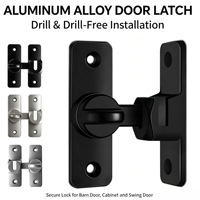 Loquet de porte en alliage d'aluminium massif, finition pulvérisée en plastique épaissi, pour usage domestique, 90 et 180 degrés, pour salle de bain, sans perçage