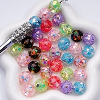 Perles acryliques rondes de haute qualité de 16 mm avec remplissage de sequins en résine colorée en forme de cœur pour la fabrication de bijoux DIY