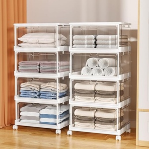 Factory Modern <b>Rectangle</b> 4 Packs Multifunctional Folding for Acrylic Storage <b>Bin</b> with Easy Assembly for Desk Use - Product Image 2