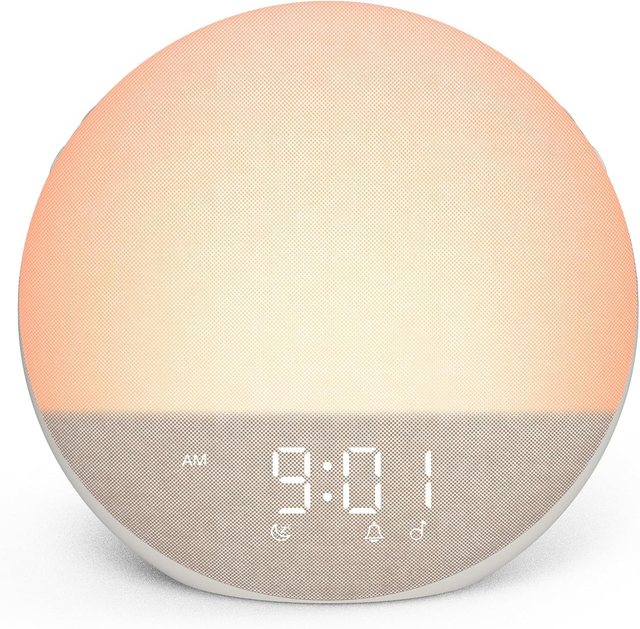 Sunrise Alarm Clock White Noise Machine: Wake Up Light - Dimmable Clock with Bluetooth Speaker for Bedroom - 25 Sleep Sounds