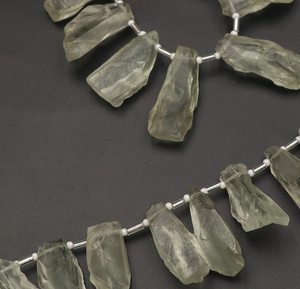 Natural Green Amethyst Raw Beads Rough Gemstone Strand Healing Crystal <b>Stones</b> 9x19mm To 10x22mm - Product Image 1