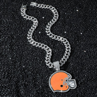 Nouvelle Chaîne Homme en Alliage Entièrement Ornée de Strass, Style Hip-Hop Personnalisé, Thème Casque d'Équipe de Football, pour l'Europe et les États-Unis