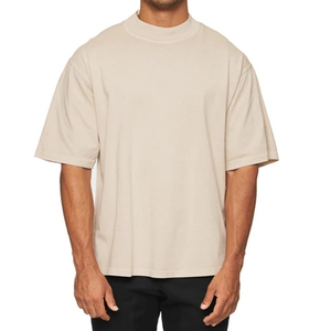 Camiseta Extra Grande de Corte Cuadrado, 100% Algodón, para Hombre, Hombros Caídos, Estilo Urbano, Logotipo Personalizado, Cuello Redondo Simulado, Camiseta Corta Lisa para Hombre - Product Image 5