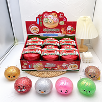 Jouets Squishy Bao Bun de Noël 8,5 cm, rennes avec perles de gel scintillantes, qui brillent dans le noir, jouets sensoriels anti-stress lumineux