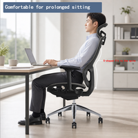 Chaise de bureau ergonomique Wanmusheng XC avec accoudoirs réglables, dossier en maille, design moderne, base en alliage d'aluminium, hauteur réglable et pivotante