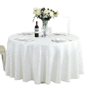 Taplak meja sutra putih Jacquard weddingtaplak meja bulat taplak meja pernikahan