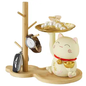 卡通托盘，家居工艺品，几何装饰，幸运Maneki Neko礼品