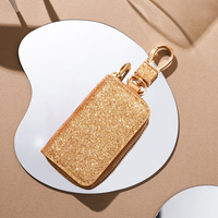 Étui à clés en métal scintillant pour voiture, pochette à clés à fermeture éclair avec paillettes, porte-clés tendance brillant, pochette de rangement multicolore pour femmes
