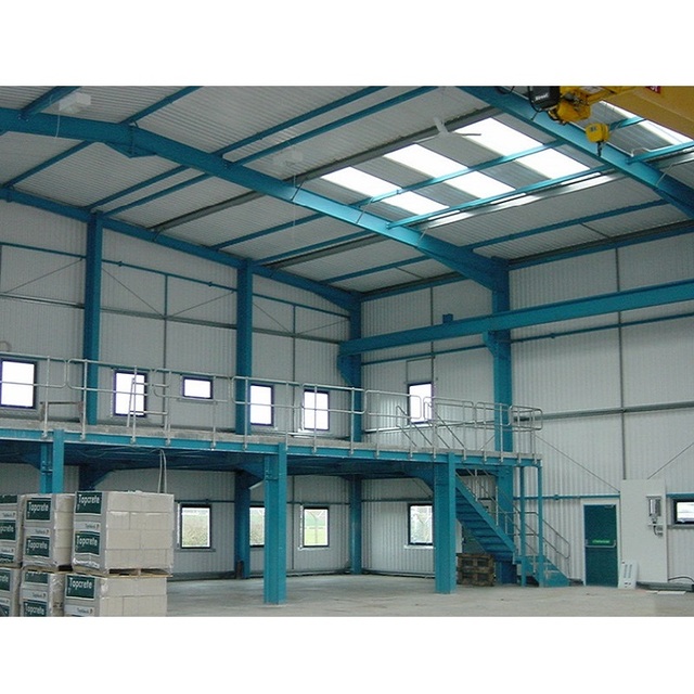 Prefab Factory / Prefabricated Commercial Building with Mezzanine Light Steel Structure ASTM Standard Welding & Cutting Services