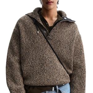 Pull en maille d'hiver à manches longues et col polo, coupe classique, en mélange de laine et de cachemire, personnalisable, vente en gros - Product Image 4