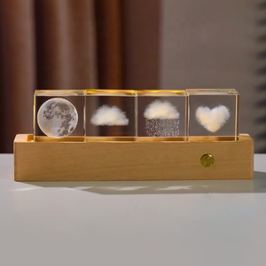 Cube en cristal <span class=keywords><strong>Aban</strong></span> personnalisé avec gravure intérieure 3D, impression numérique polie, LED moderne alimentée par USB, couleur chaude, décoration d'intérieur, cadeaux, lampe de nuit - Product Image 1