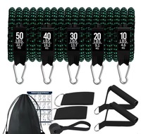 CHENGMO SPORTS Ensemble de 11 Bandes de Résistance avec Barre d'Exercice, Kit Barre de Pilates, Bandes Élastiques d'Entraînement avec Poignées et Ancre de Porte