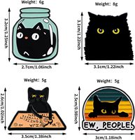 Lot de 4 épingles en émail noires amusantes et mignonnes - Design de dessin animé original pour sacs à dos, chapeaux, vestes et cadeaux pour amis et collectionneurs