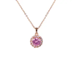 Resizable Colorful Long Chain Shining Cz Zircon Necklace Pendant Jewelry