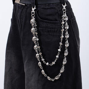 Dark Punk Style <span class=keywords><strong>Skull</strong></span> Cintura Cadena Hombres Jeans Pantalones Cadena Personalidad Street Hip-hop Accesorios - Product Image 2