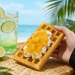 Rectangular Belgian Waffle Model PU Bead Base <b>PVC</b> Cream Berries Chocolate <b>Toppings</b> Crispy Eye Catching Cafe Window Displays - Product Image 3