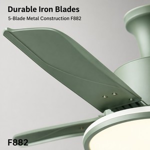 Modern 56 Inch <b>Ceiling</b> <b>Fan</b> with LED Light <b>Remote</b> <b>Control</b> DC Motor Reversible 6 Speed F882 for Living Room - Product Image 2