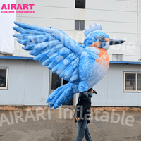 Marionnette gonflable en forme d'oiseau pour fêtes et spectacles, marionnette d'oiseau bleu pour défilés