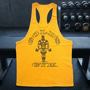 Débardeur de sport personnalisé pour homme, couleur or uni, 100% coton, décontracté, écologique, respirant, séchage rapide, imprimé offset - Product Image 3