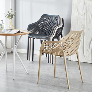 Sillón Apilable Contemporáneo para Cafetería, con Asiento y Respaldo Transpirables, Resistente a la Intemperie, para Exteriores - Product Image 5