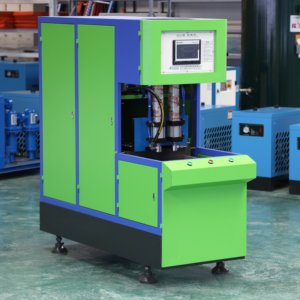 เครื่องเป่าขวดพลาสติกแบบกึ่งอัตโนมัติควบคุมด้วย PLC ยี่ห้อมิตซูบิชิ ความดันสูง สำหรับขวด PET ขนาด 0.1-3 ลิตร ราคาดีที่สุด 2 ช่องขึ้นรูป - Product Image 1