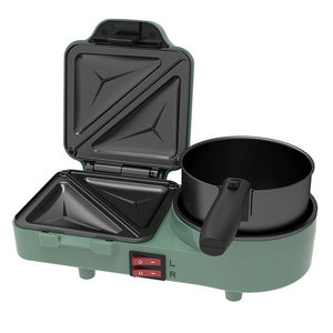 227617 CE/CB 900W Máquina eléctrica para desayuno 2 en 1 Parrilla plana para interiores y sandwichera - Product Image 1