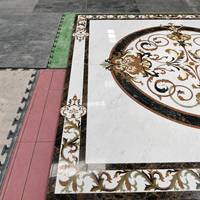Mosaïque de marbre de luxe, médaillon rond carré, carrelage pour sol en découpe au jet d'eau