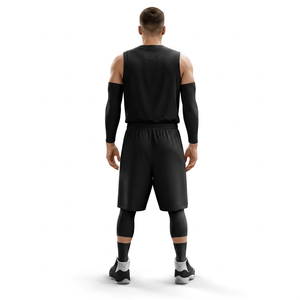Black Reversible Sublimated Basketball Jersey Short Two Piece Set Mesh <b>100</b>% <b>Polyester</b> Customized Uniforms - Product Image 2