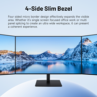 Moniteur d'ordinateur de bureau FHD 23,8 pouces de nouvelle conception, écran LCD sans cadre sur 4 côtés, panneau IPS 144 Hz, moniteur de jeu de bureau