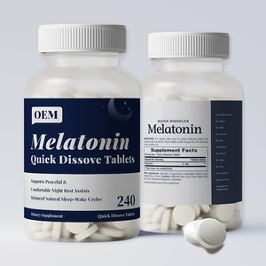 Comprimés à dissolution rapide de mélatonine 3mg 5mg, marque privée, usine source, soutien du sommeil et immunitaire, sans médicament, sans OGM - Product Image 1