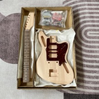 Unfinished Mahogany Bass Guitar Kit Wood Color All Hardware Electric Bass S-S-S Pickup 6-String Custom Guitar Kit Fast Shipping