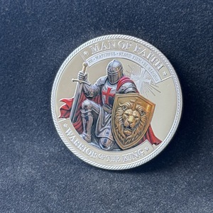 Moneta commemorativa personalizzata all'ingrosso Cavaliere Stampa UV Medaglia in metallo da collezione Moneta sfida 3D Fratellanza Guerriero - Product Image 4