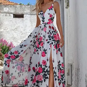 2023 Maxi Dress Summer Floral Dresses Women Elegant Party Dress senza maniche Long Flower Sundress