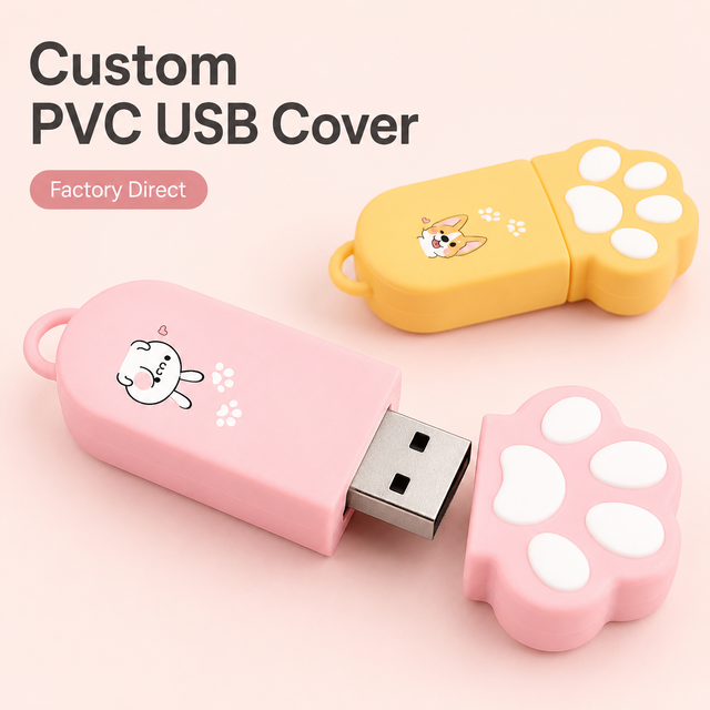 OEM Custom Brand PVC USB Flash Drive Cover 2D 3D Soft Rubber Protective Case Personalized Logo USB Sleeve for Collaboration Gift