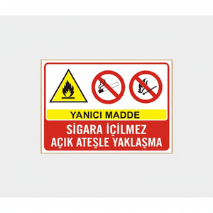 Señal de Advertencia de Materiales Inflamables de Estilo Minimalista: No Fumar, No Acercarse con Llamas Abiertas - Product Image 2