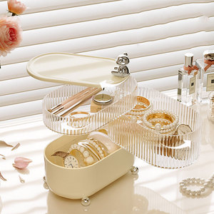 Rõ Ràng Hình Dạng Hình Bầu Dục <span class=keywords><strong>3</strong></span> Lớp 360 Xoay Showcase Phòng Tắm Trang Điểm Chủ Giá Lưu Trữ Đồ Trang Sức Hộp - Product Image 5