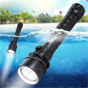 4000 Lumens T6 ไฟฉาย LED ดําน้ําความสว่างสูง IPX8 ที่มีประสิทธิภาพมากที่สุด 80 เมตรโคมไฟใต้น้ําสําหรับ Camping ฉุกเฉิน