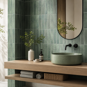 <span class=keywords><strong>Piastrelle</strong></span> Moderne in Ceramica Verde Opaco 75x300mm, <span class=keywords><strong>Piastrelle</strong></span> a Striscia Smaltate per Rivestimenti Cucina, Bagno, Doccia e Soggiorno - Product Image 2