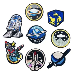Fabriek Prijs Astronaut Geborduurd Doek Stickers Rocket Borduurwerk Badge Doek Stickers Kleding Gat Die Patch